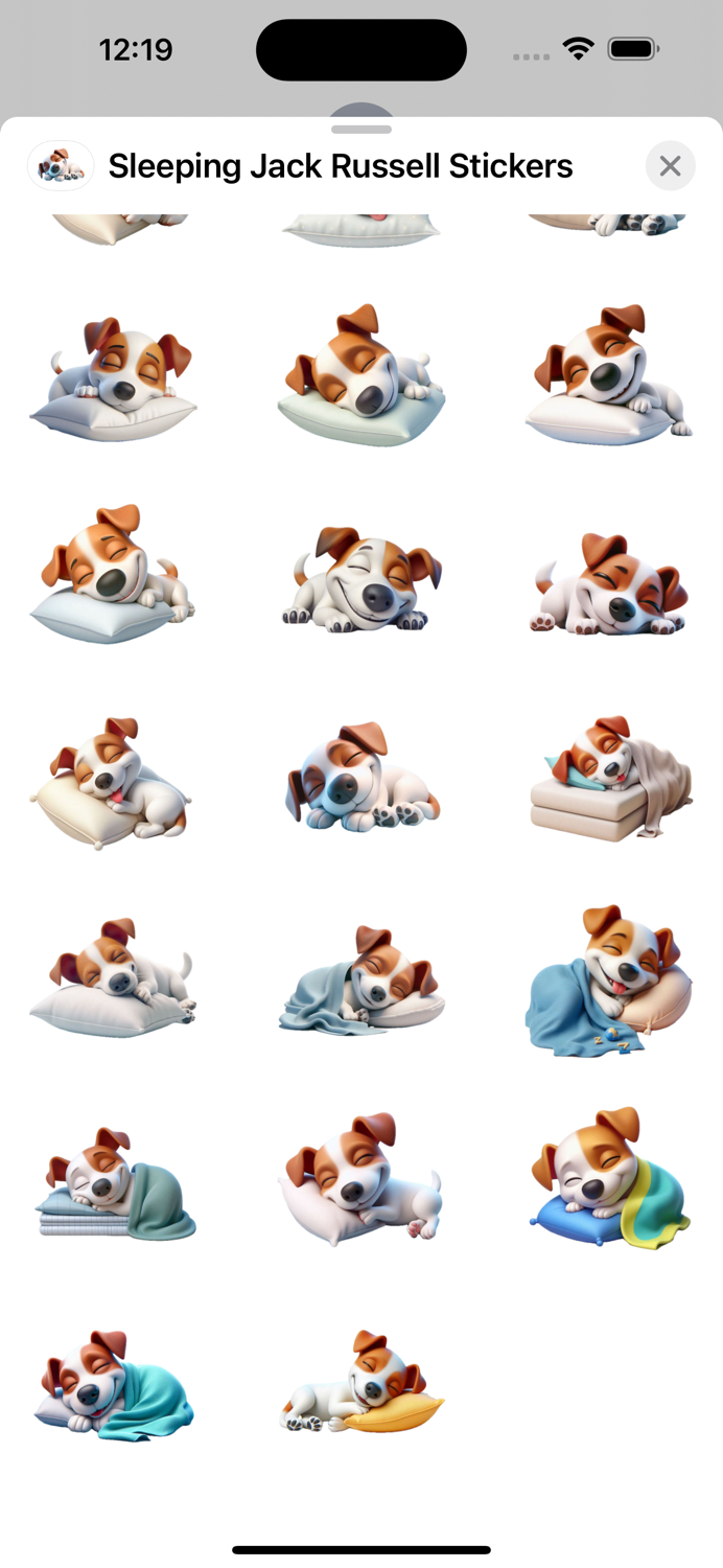 Sleeping Jack Russell Stickers
