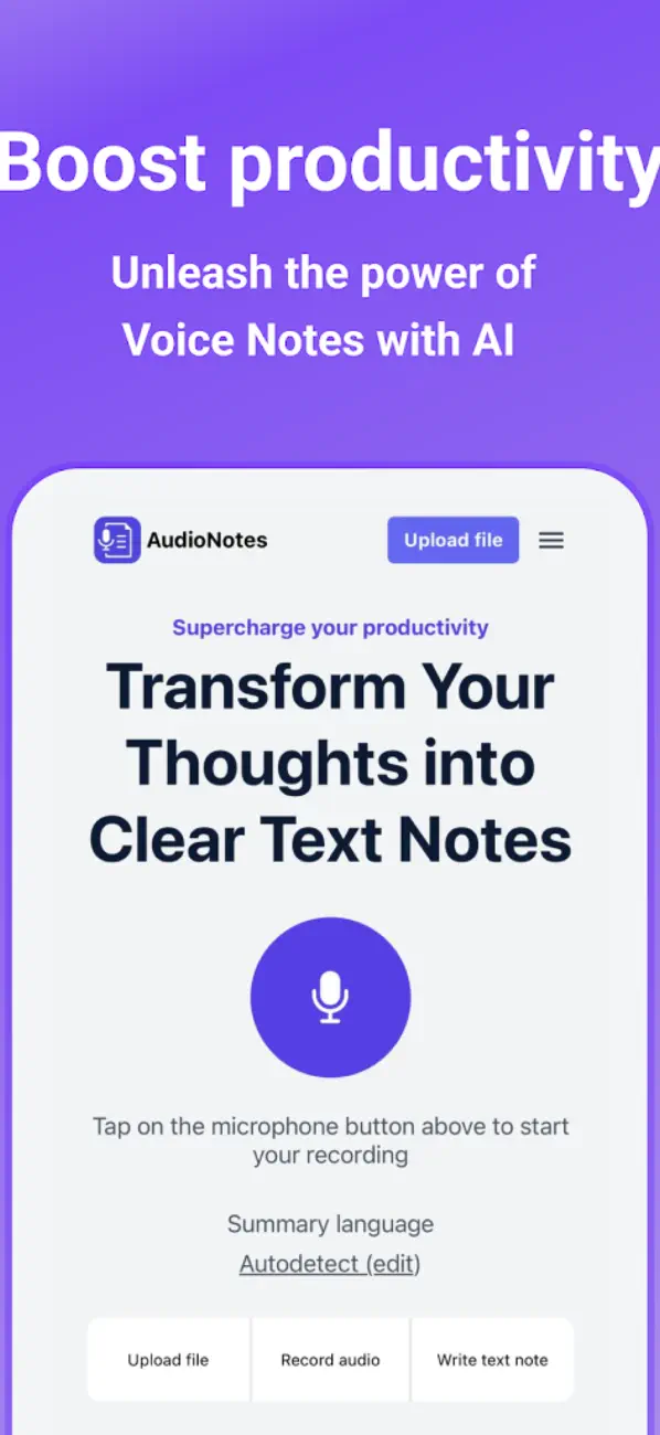 Screenshot #1 pour AudioNotes: Speech To Text