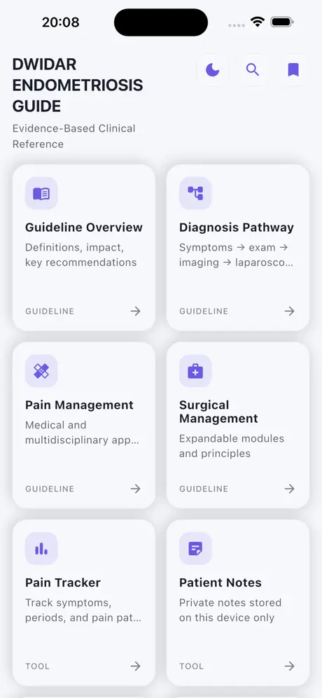 Dwidar endometriosis guide screenshot 2