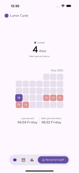 YIMA: Period Tracking Screenshot 1 of 5