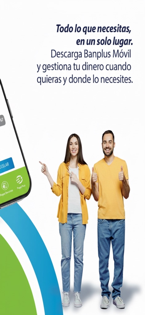 Banplus Móvil - Diese Übersicht demonstriert die umfassenden Funktionen der App, sichtbar an der prominenten unteren Navigationsleiste und der expliziten Hervorhebung von Diensten wie "Gestion Divisas" und "Pago Plus".