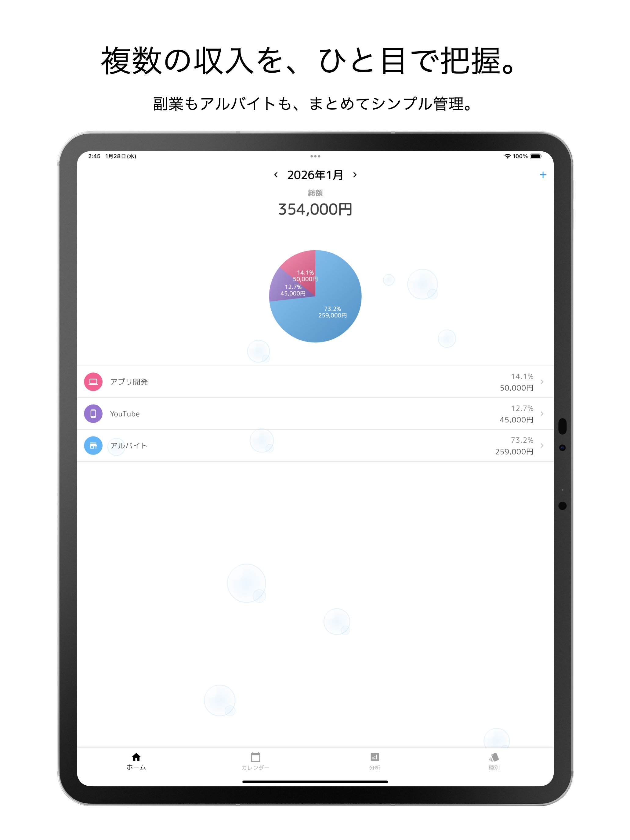 収入まとめ - 本業や副業の収入を簡単にまとめて管理 screenshot 6