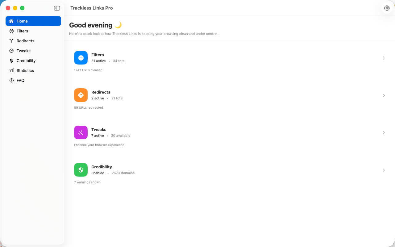 Trackless Links Pro: URL+
