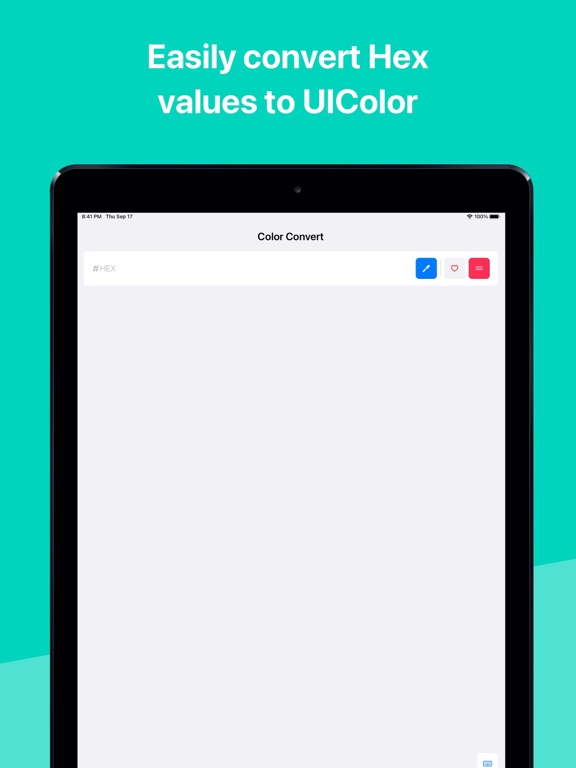 Color Convert: Hex to UIColor iPad screenshot 1 - Developer Tools app