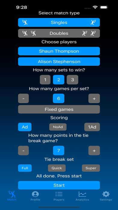 Ace Tennis Tracker Screenshot