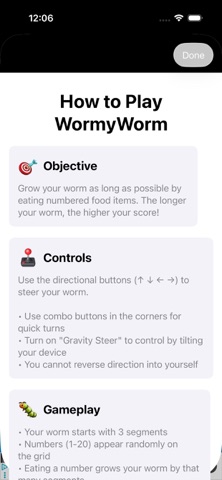 WormyWorm iPhone screenshot