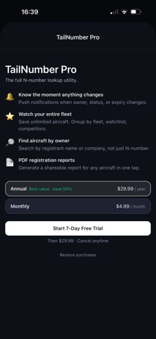TailNumber: FAA Lookup screenshot