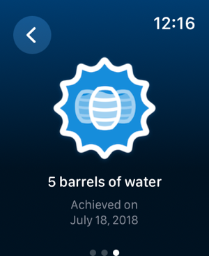 Екранна снимка на WaterMinder за проследяване на водата