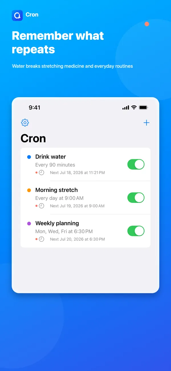 Screenshot #1 pour Cron - Recurring Alerts