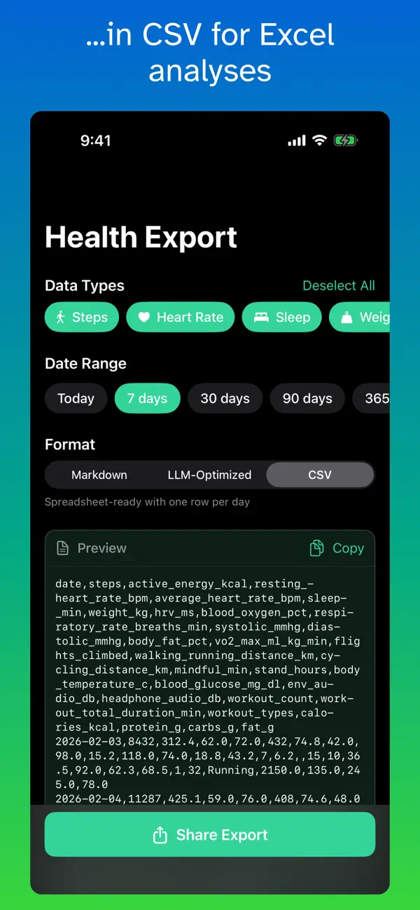 Screenshot #3 pour Health Export - AI Data Share