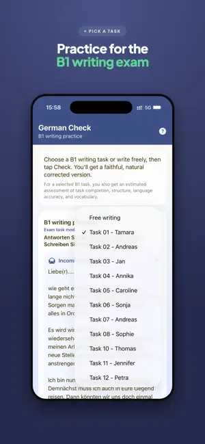 German B1 Writing Practice screenshot 1