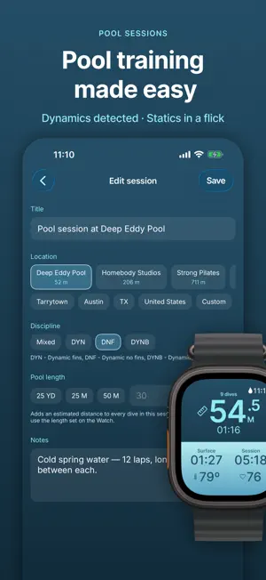 Blue Infinity Freediving Watch screenshot 4