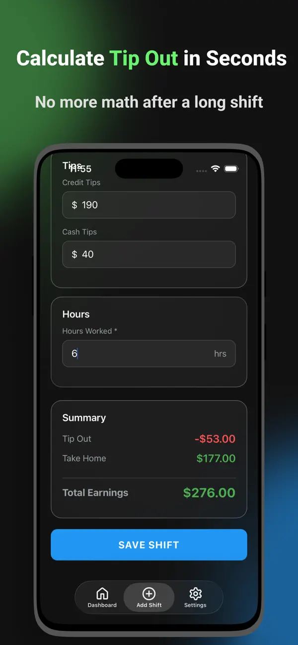 #1. TipOut: Server Tip Tracker (iOS) Ved: JongHyeok Park