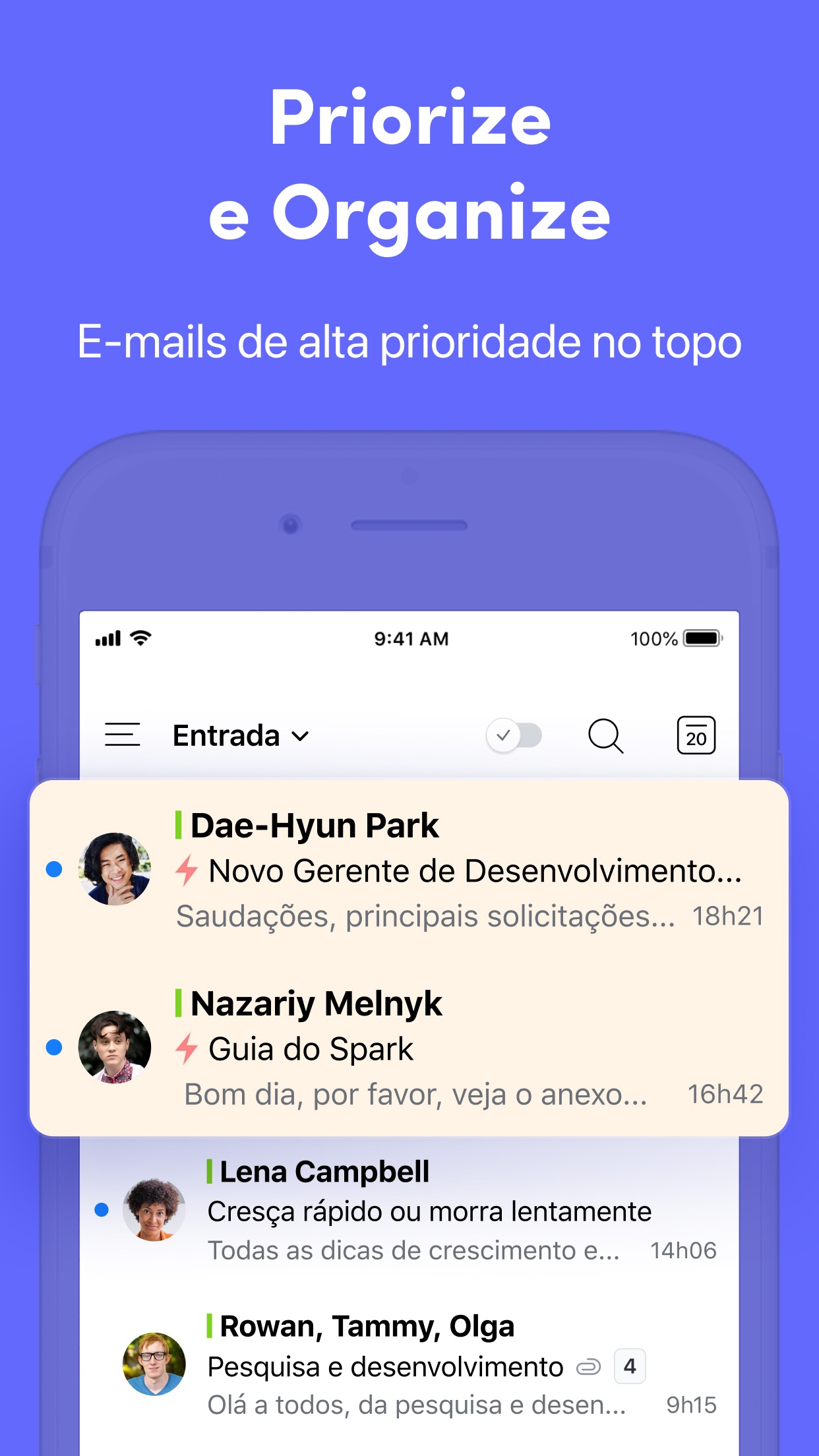 Screenshot do app Spark Mail: E-mail com IA