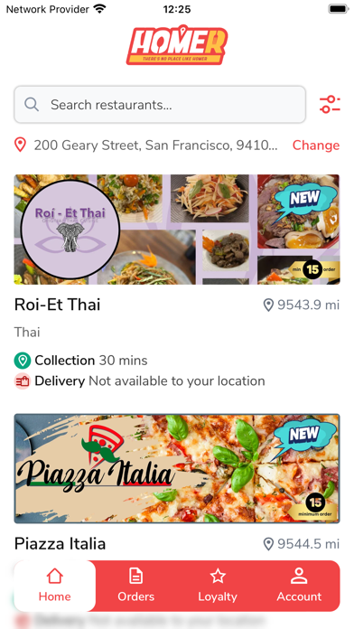 Homer Food Delivery Screenshot