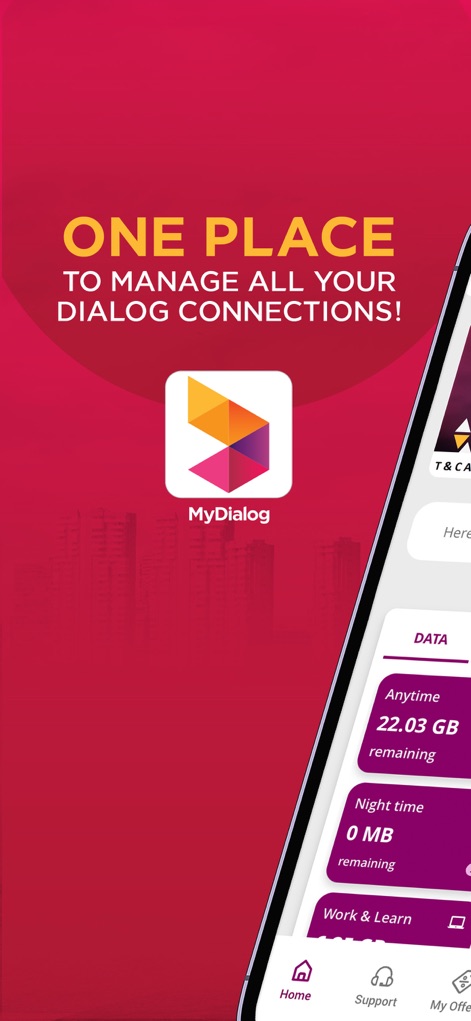 MyDialog - Explore the intuitive dashboard, showcasing the comprehensive connection overview and data usage breakdown.