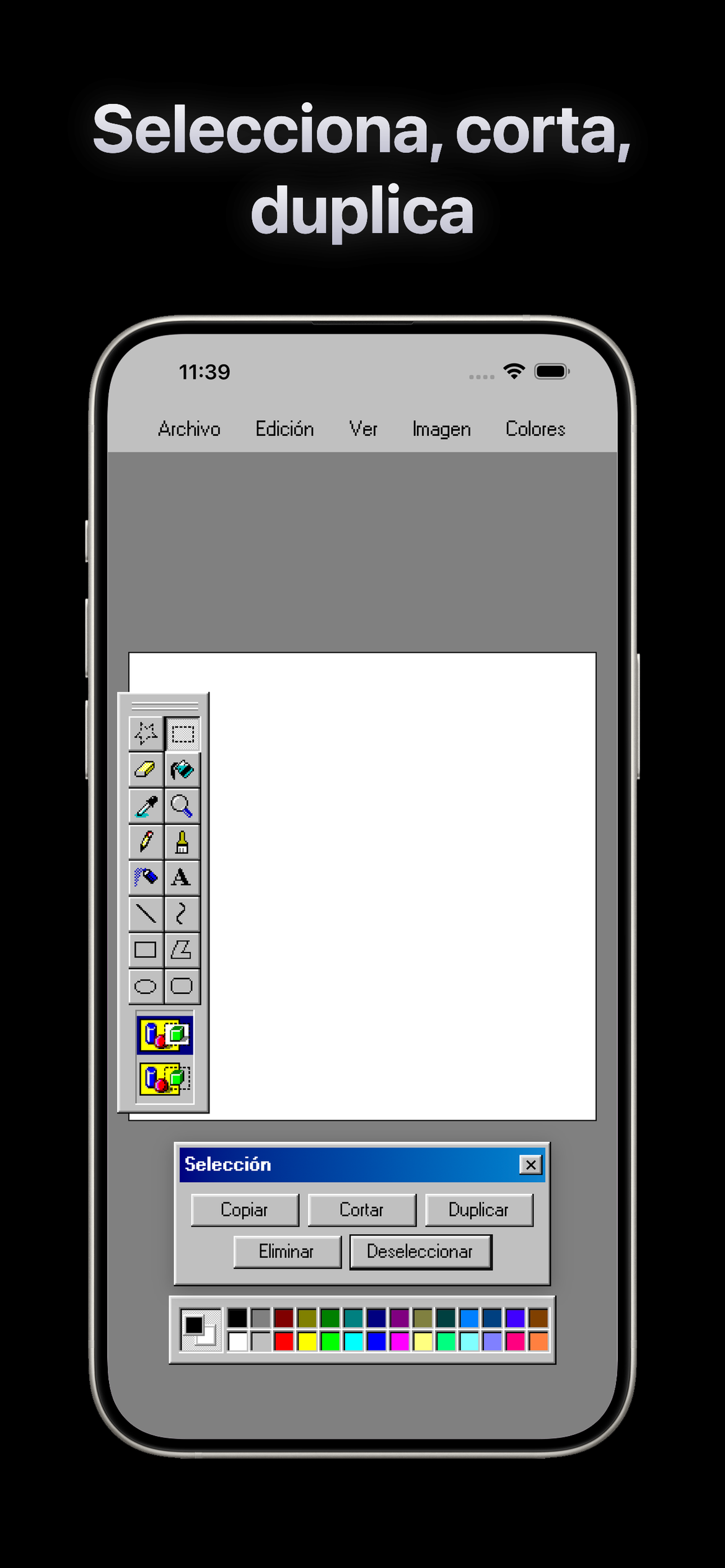 Paint.exe - Pintar retro — Selecciona, corta, duplica
