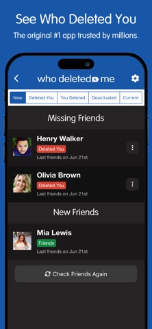 Who Deleted Me Friend Tracker app screenshot