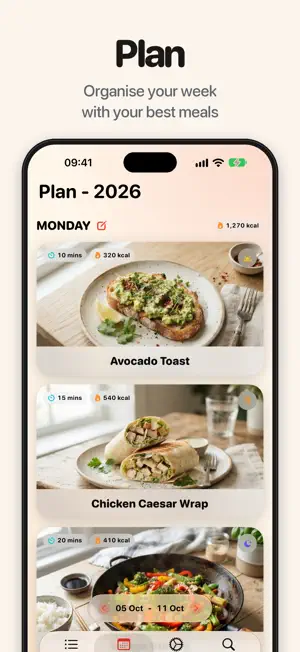 Meals: Weekly Meal Planner screenshot 1