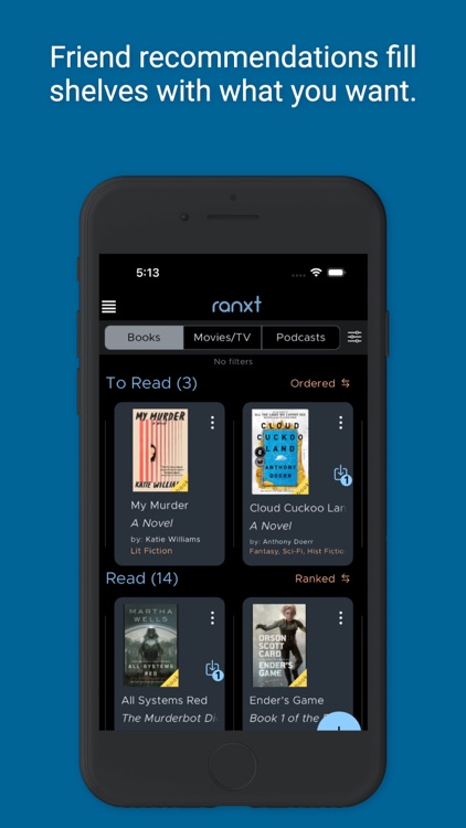 ranxt - track books, movies,tv