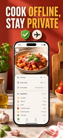 食谱份量缩放计算器 按人数加倍减半调整配料比例 screenshot