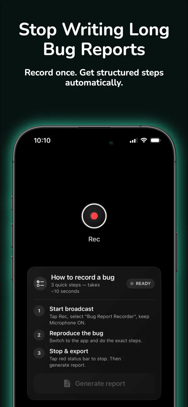 #1. Bug Report Recorder (iOS) Podle: Oleksandr Udalov