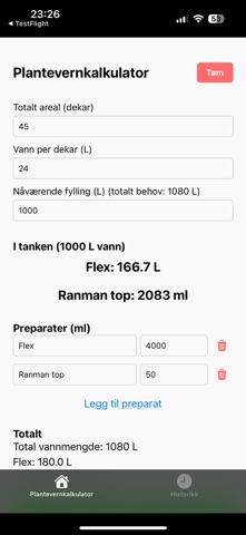 Plantevernkalkulator Screenshot 1 of 2