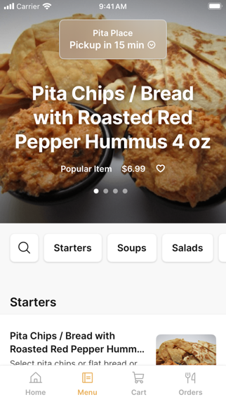 Pita Place iPhone screenshot 1 - Food & Drink app