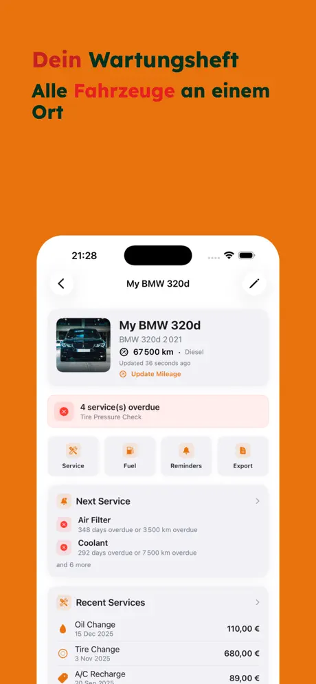 AutoLog — Wartungsheft — iPhone-Screenshot 1