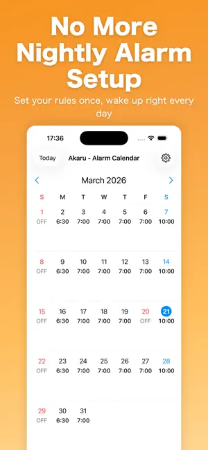 Akaru: Alarm Clock & Calendar screenshot 1