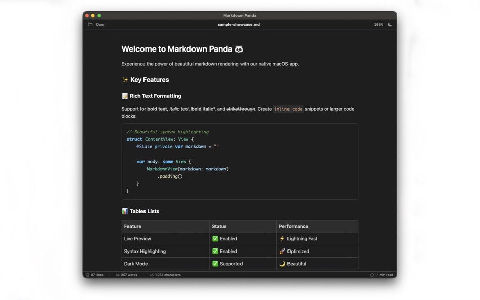 #1. Markdown Panda (macOS) بواسطة: Tap4Mobile do Brasil