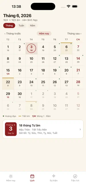 Luna - Lịch âm dương & Sự kiện screenshot 2