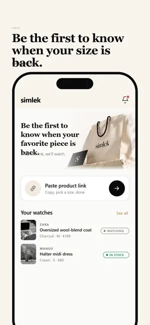 Simlek: Restock & Price Alerts screenshot 1