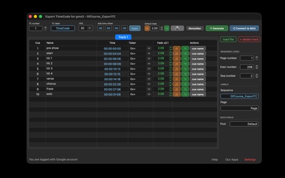 Export TimeCode for gma3 screenshot 1