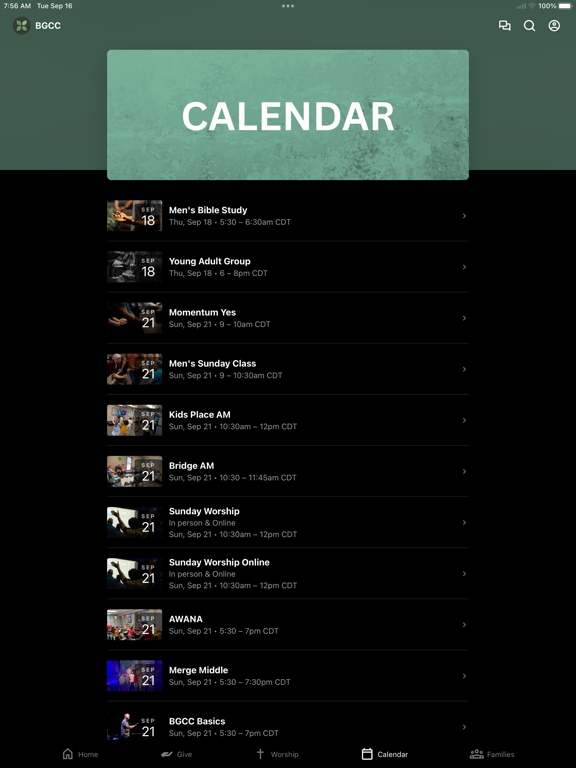BG Christian Church iPad screenshot 3 - Education app