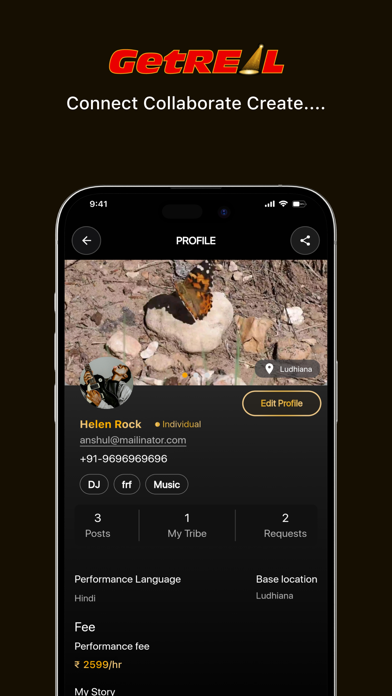 GetREAL-Artist Booking App Screenshot