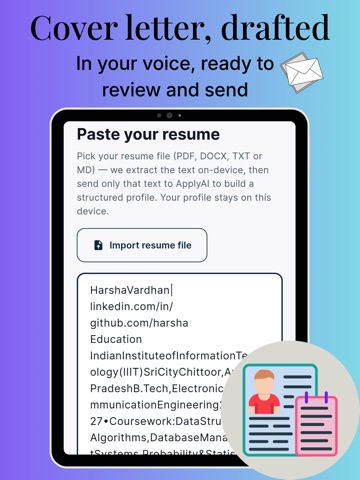 ApplyAI: Tailored Job Apply iPad screenshot