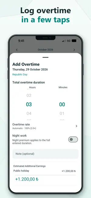 Mesai Pusulam: Overtime Pay screenshot 2