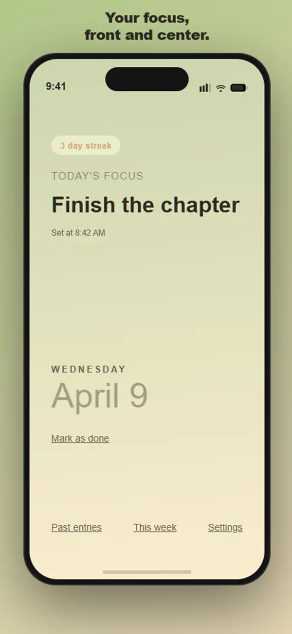 Screenshot #2 pour Just One Thing: Daily Focus