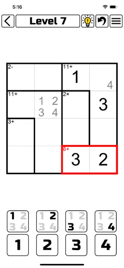 Calcudoku (Puzzle) iPhone Screenshot 1