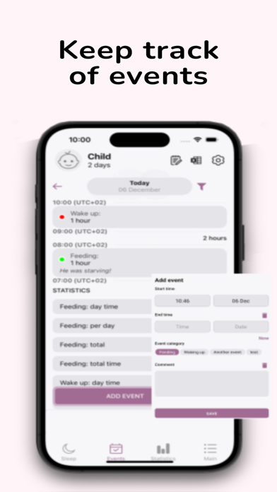 Screenshot #2 pour Baby Sleep Diary: Tracker
