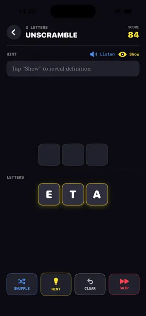 Word Scramble Neon screenshot 2