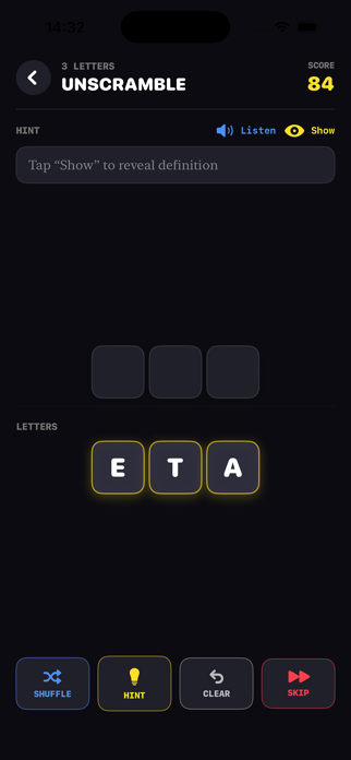 Word Scramble Neon Screenshot 2 of 4