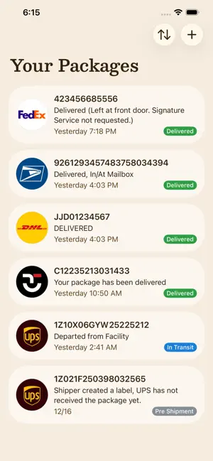 Delivered — Track packages screenshot 1