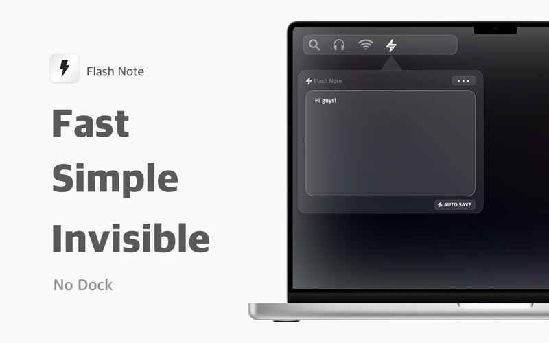 Flash Note - No Dock app screenshot
