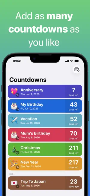 Countdown App iPhone screenshot 1
