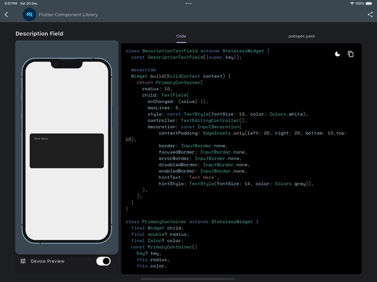 Flutter Component Library by Muhammad Zubair Alam