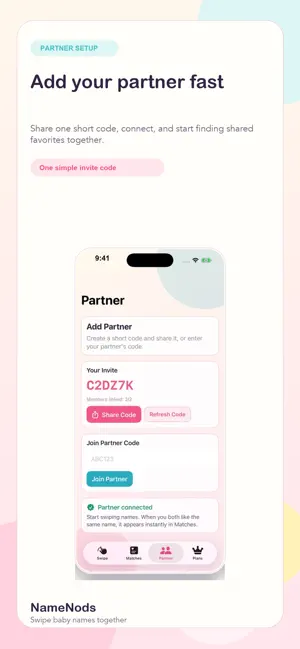NameNods: Baby Name Match screenshot 1