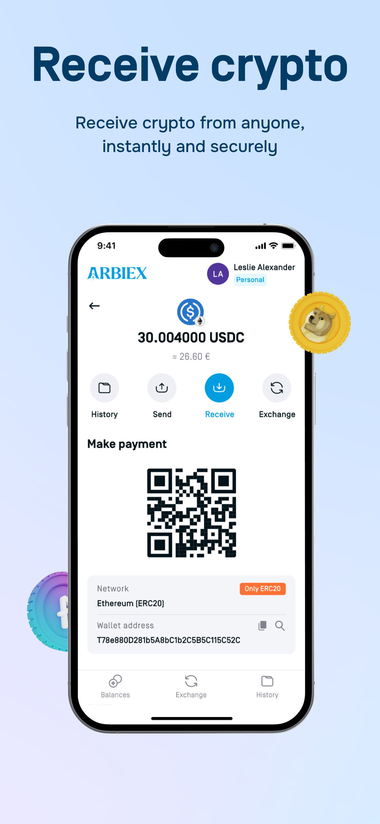 Arbiex: Send & Receive Crypto