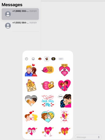Romantic Kiss Stickers iPad screenshot